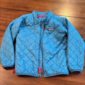 Patagonia Teal Quilted Jacket with Red Accents